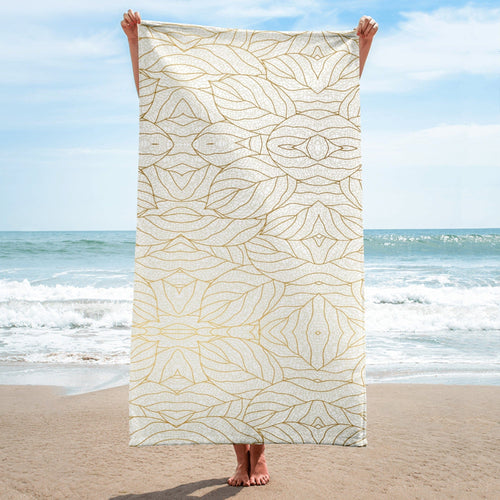 Abstract Gold Leaf Beach Towel-0