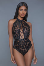 Load image into Gallery viewer, 1 Pc Clasp Fastening Halter Neck With Embellished Satin Lace Up Details
