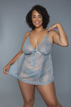 Load image into Gallery viewer, 2 Pc Unlined Lace Cups Babydoll Sheer Mesh And Lace Front Panels Design
