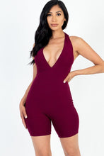 Load image into Gallery viewer, Casual Halter V Neck Ribbed Romper
