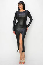 Load image into Gallery viewer, Ribbed Knit Metallic Backless Midi Dress
