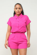 Load image into Gallery viewer, Button Down Pocket Loose Fit Top And Shorts Set
