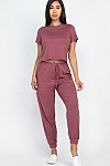 SOLID BASIC TOP AND PANTS SET
